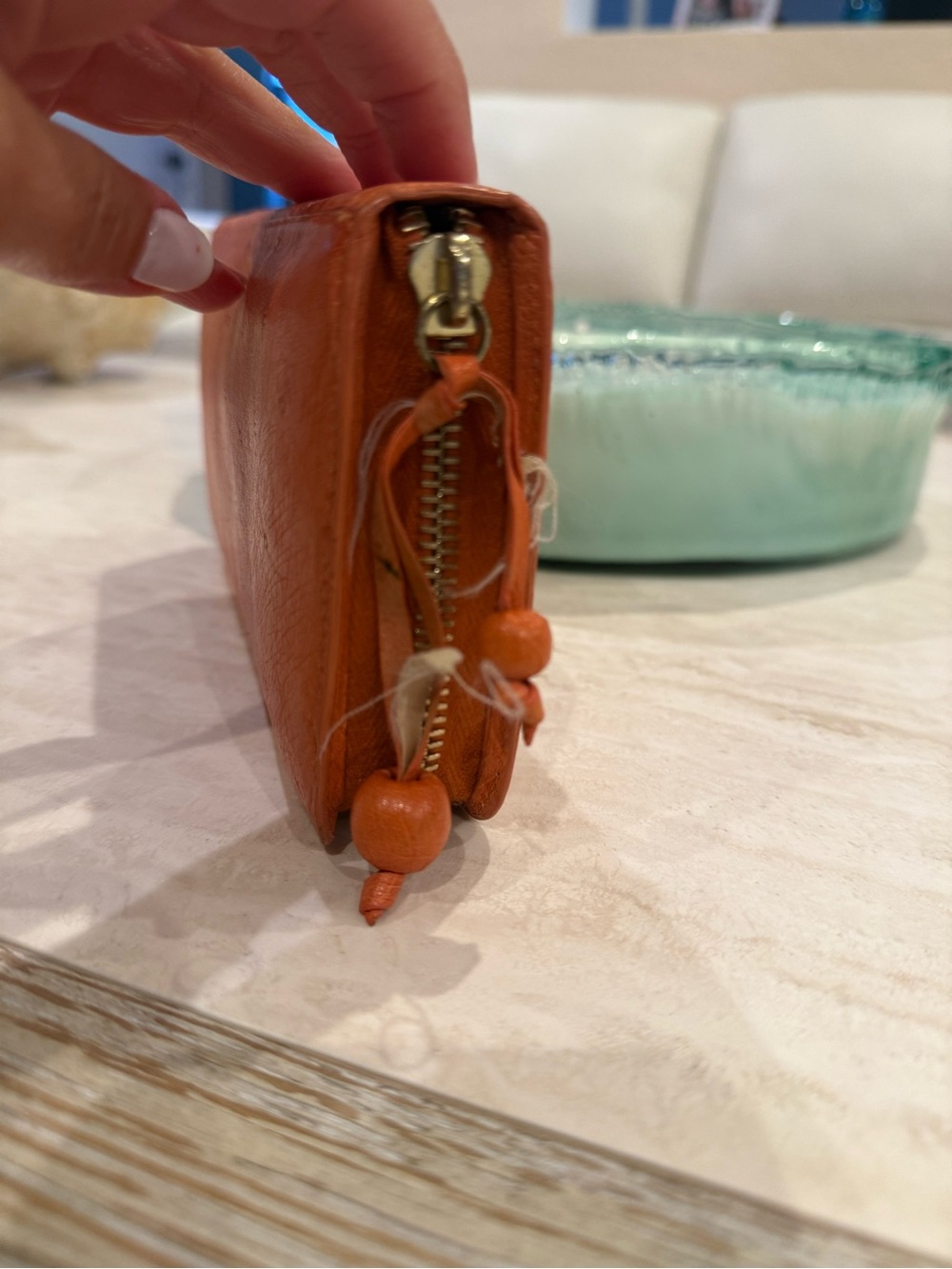 Nancy Gonzalez Orange Ostrich Leather Wallet - Picture 4 of 10